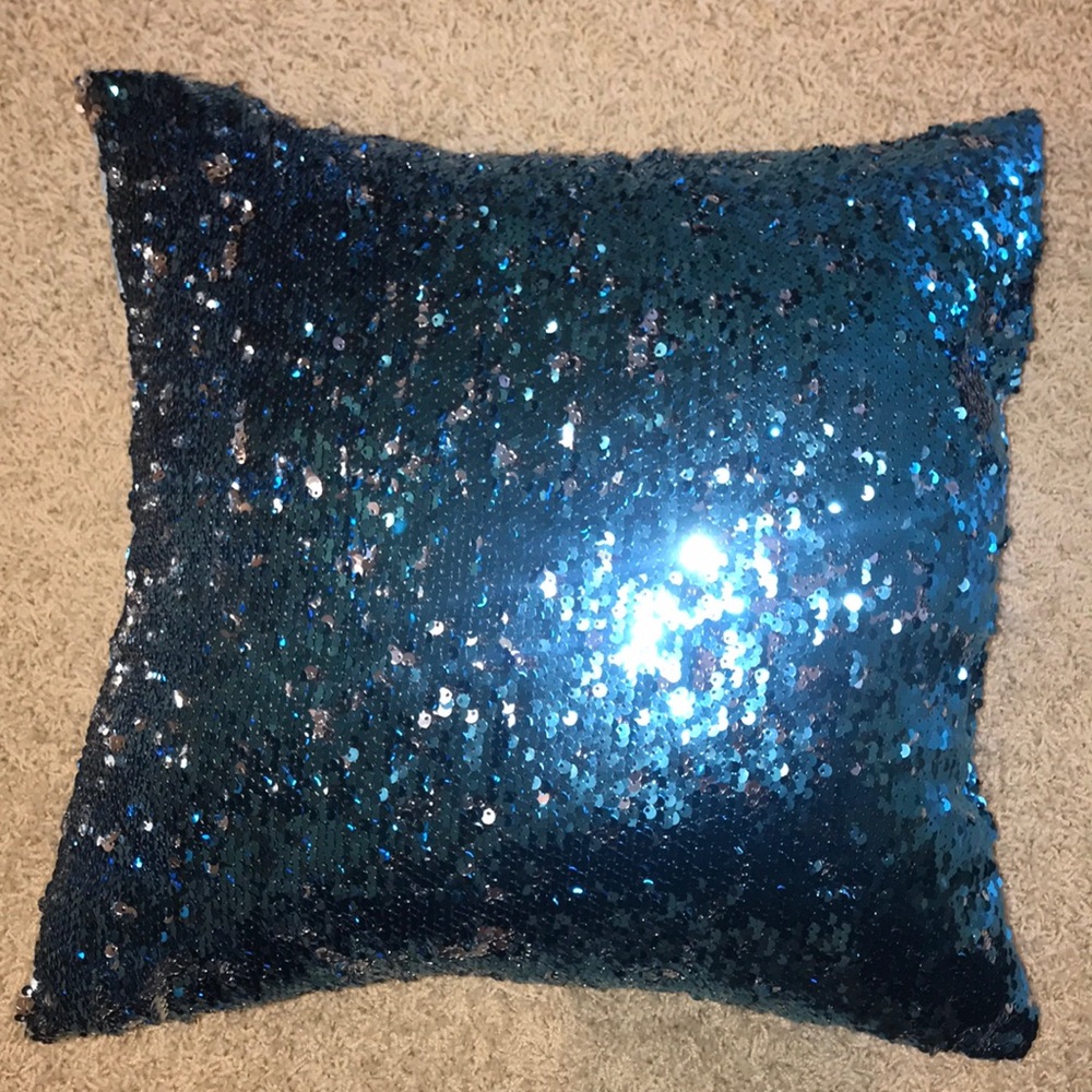 Blue/silver flip able pillow
